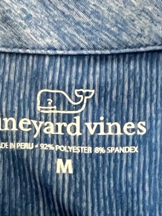 Vineyard Vines Polo Men’s Size Medium Blue Striped Performance Golf Shirt - Picture 4 of 7